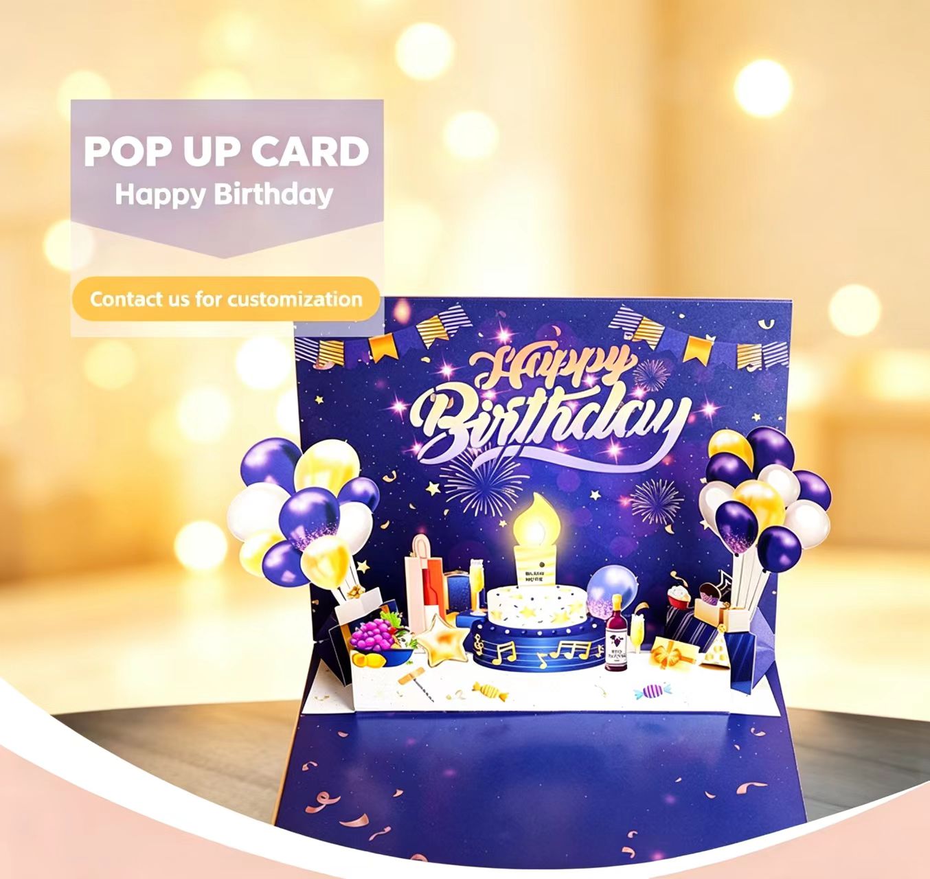 3d pop up blue cake birthday greeting cards