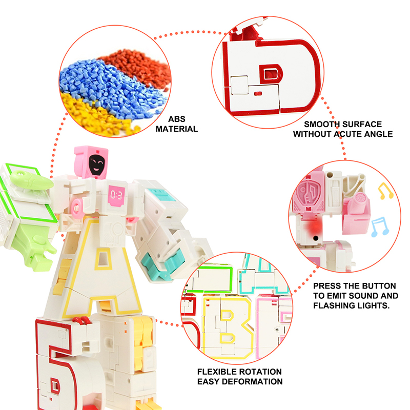 6pcs/Set DIY Transformation Robot Model Russian Letter Deformation Robot Assembling Toys for Boy Kids Puzzle Toy