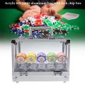 Acrylic Aluminum Poker Chip Case 600Pcs Poker Chip Suitcase Acrylic Transparent Storage Box With 6 Trays Coin Boxes Casino Game