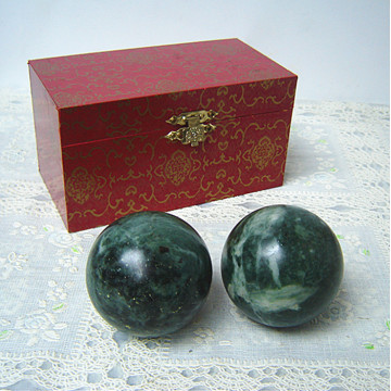 Green Jade Natural Stone Massage Ball 50mm Exercise Meditation Stress Relief RSI Handball Fitness gym Ball Health Care Gift box