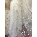 5 yards Soft Tulle Lace Fabric ,Star Horse Floral Embroidery Metallic Bridal Gown Lace Fabric in Champagne 150cm wide