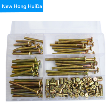 M6X35-80mm Hex Drive Allen Socket Head Furniture Screw Metric Thread Hexagon Machine Bolt Barrel Nut Assortment Kit Steel Zinc