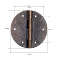 2Pcs 60mm Antique Bronze Round Zinc Alloy Door Cabinet Decorative Hinges Jewelry Wood Box Butt Hinge & Screws Furniture Hardware