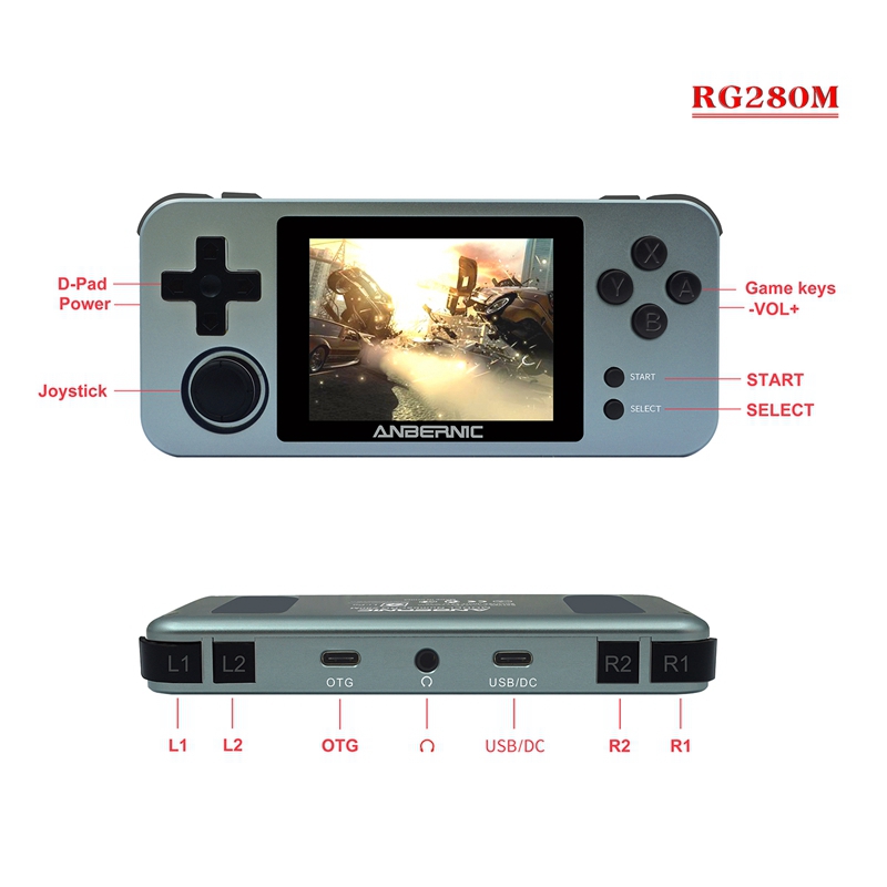 Metal Retro Vintage Game Console Portable 2.8 Inch HD IPS Sn with High Quality Stereo Speaker Retro Game Console