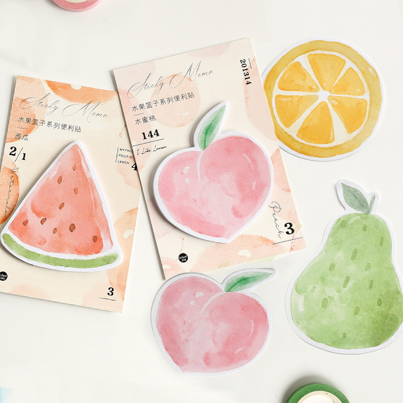 30 pages/pack Fresh Lemon Pear Peach Watermelon Memo Pads Sticky Notes Planner Writing Sticker Student Stationery Notepad