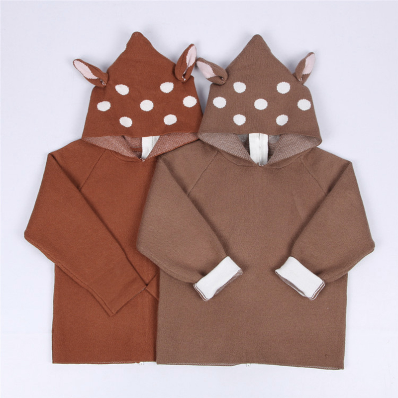 2020 Autumn Baby Girls Boys Sweaters Hooded Cardigans Toddler Kids Boys Animal Deer Knitted Sweater Outwear Girls Clothes