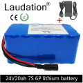 Laudation 24V 20ah Electric Bicycle Lithium Battery 24V 7S 6P 18650 Battery Pack For 250W 350W Electric Motorcycle With 25A BMS