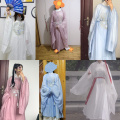 Hanfu Couple Exquisite Embroidery Round Neck Robe Gown Qing Dynasty Costume Traditional Ancient Chinese Performance Wear DN6361