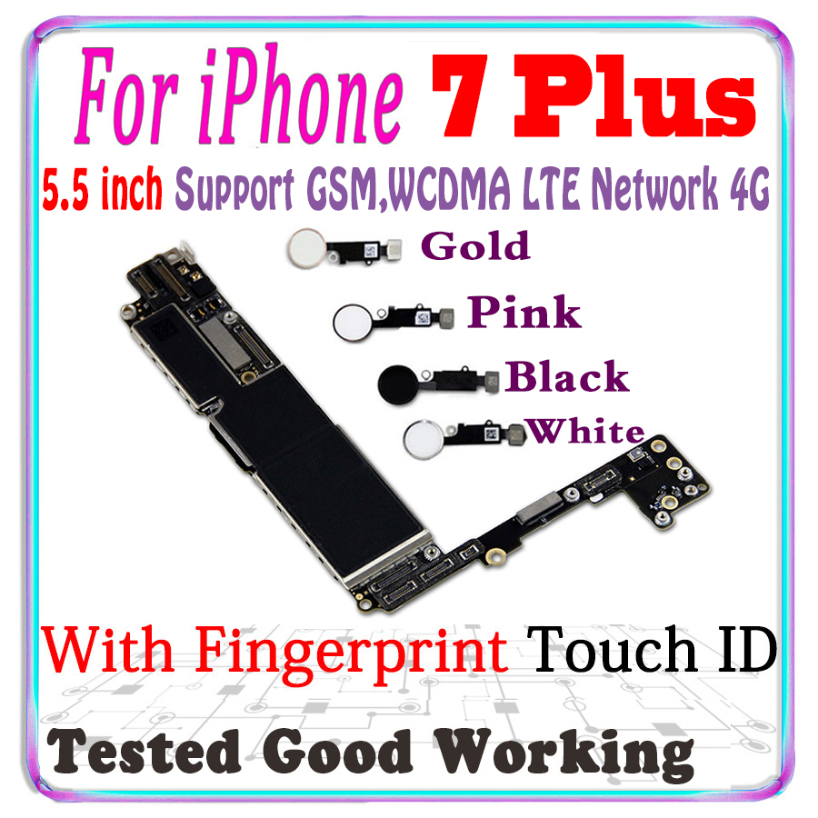 100% Original Unlocked For iphone 7 Plus Motherboard With Touch ID For iPhone 7 Plus 5.5" Logic Board With chips IOS System MB