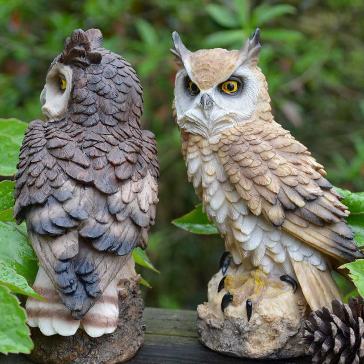 NEW 11x8x18cm Synthetic Resin Miniature Owl Bird Animal Model Toy Figurine Indoor Outdoor Home Garden Decor Pest Bird Ornament