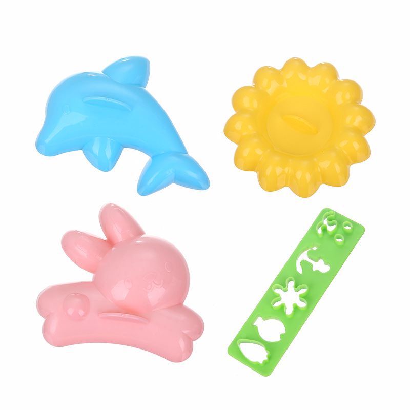 4 Pcs Kids Lunch Bento Mold DIY Mold Tool Cute 3D Cartoon Animal Sushi Maker Rice Kitchen Accessories