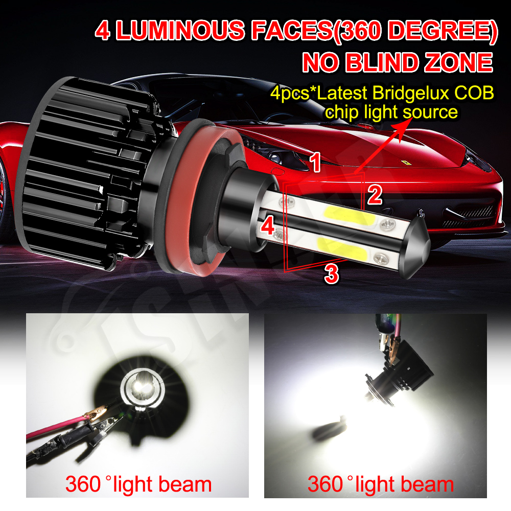 2PCS H7 LED Bulbs 1700W 250000LM Car Headlight Bulbs H4 H7 H11 H13 9005 9006 9007 Headlamps 4-Sides LED Headlight Kit Bulb 6500k