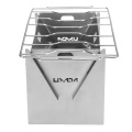 Lixada Camping Wood Burning Stove Outdoor Portable Folding Stainless Steel Backpacking Cookware Stove with Grill Plate Bellow
