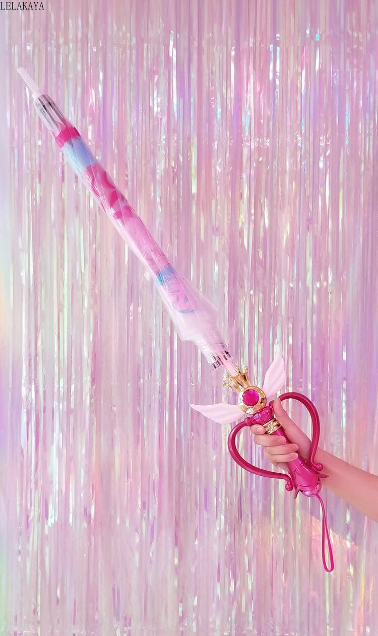 Cosplay Anime Sailor Moon sakura Action Figure Cosplay Magic Stick Umbrella Clear LED Light Transparent umbrella Gift limited