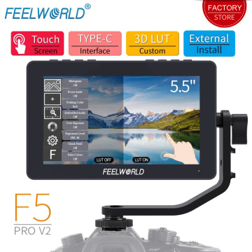 FEELWORLD F5 Pro V2 5.5 Inch Touch Screen 3D LUT DSLR Camera Field Monitor FHD1920x1080 4K HDMI Video Focus Assist with Type-C