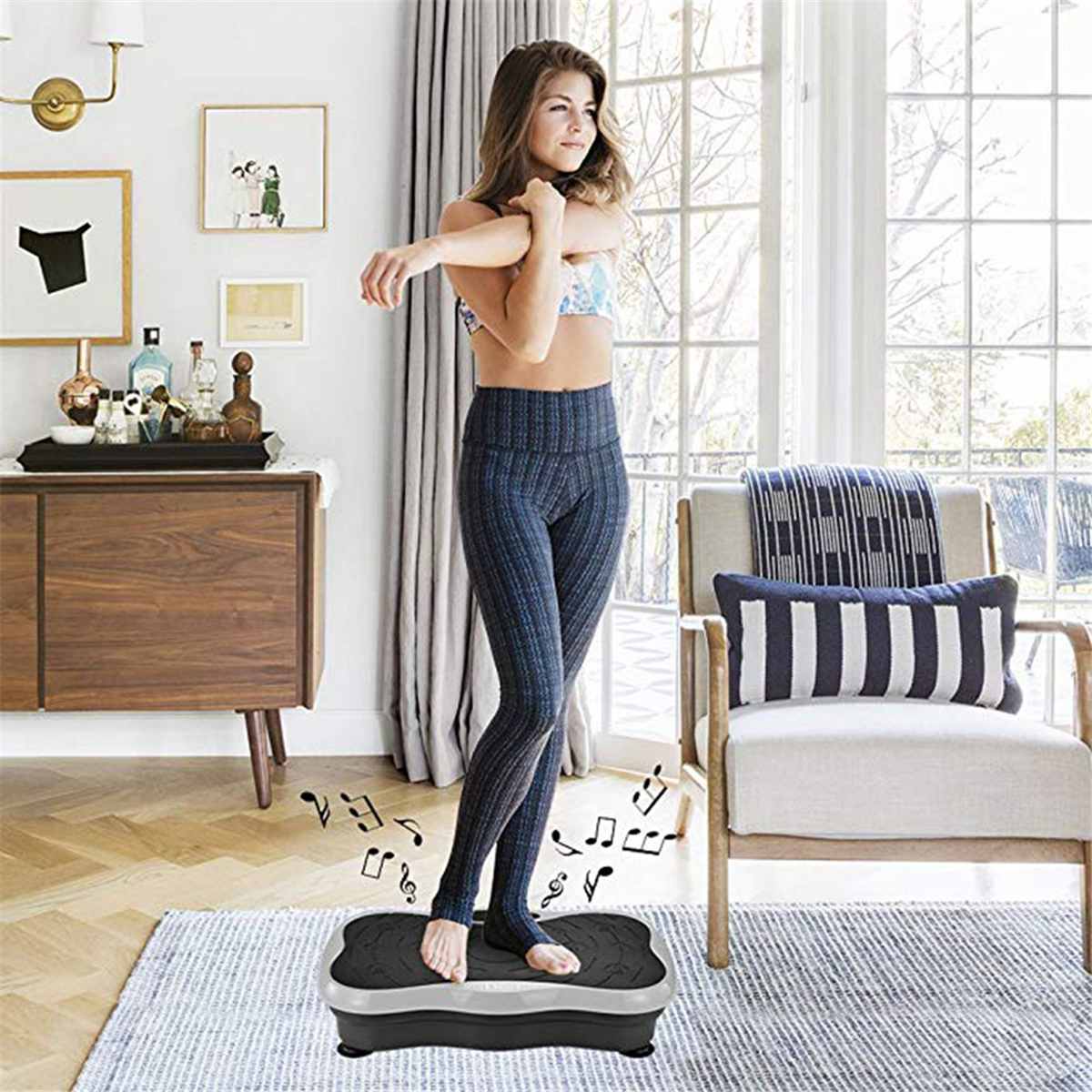 120KG Slimming Vibration Machine Lazy Standing Body Shaper Remote Control Bluetooth Function Fitness Weight Reducing Massager