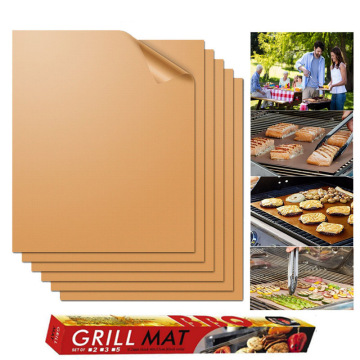 2pcs/5pcs/6pcs BBQ Grill Mat Copper Non-stick Barbecue Baking Liners Reusable Cooking Sheets PTFE Bakeware Sheet Easy Clean