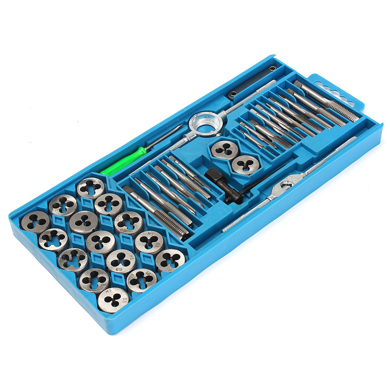 40pcs/set Metricing Tap Wrench Tip and Die Pro Set M3-M12 Screw Thread Metric Plugs Taps Nut Bolt Alloy Metal Hand Tools