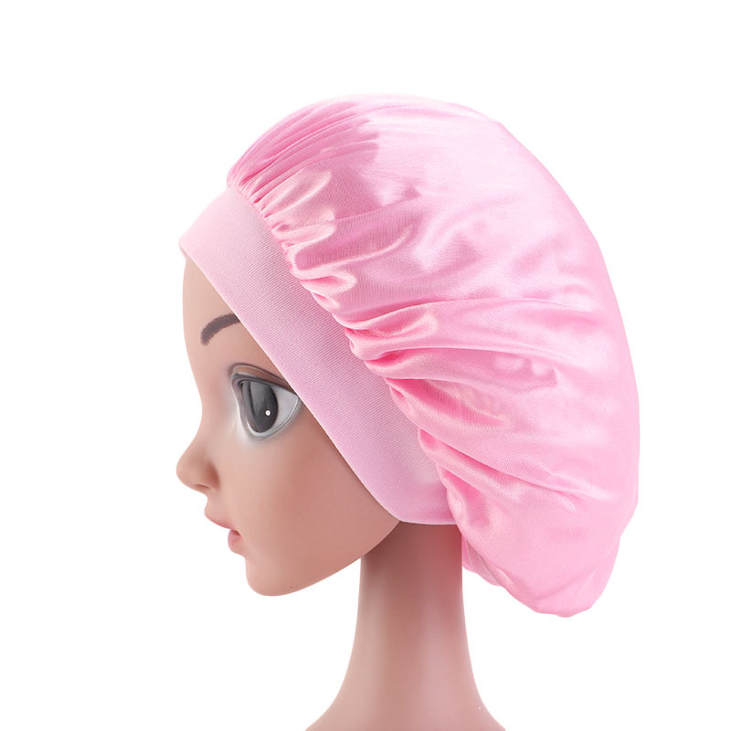 Adjust Hair Styling Cap Solid Satin Bonnet Hair Care Kids Child Night Sleep Hat Silk Head Wrap Shower Cap Hair Styling Tool