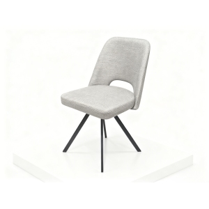 Modern Linen Dining Chair with Black Metal Legs
