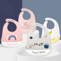 Cute Baby Bibs Waterproof Soft Silicone Cartoon Print Baby Feeding Stuff Dinosaur Kids Girl Boy Adjustable Children Bib