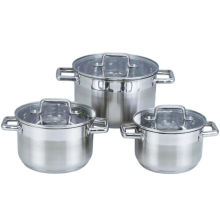 Stainless steel soup pot set in the kitchen