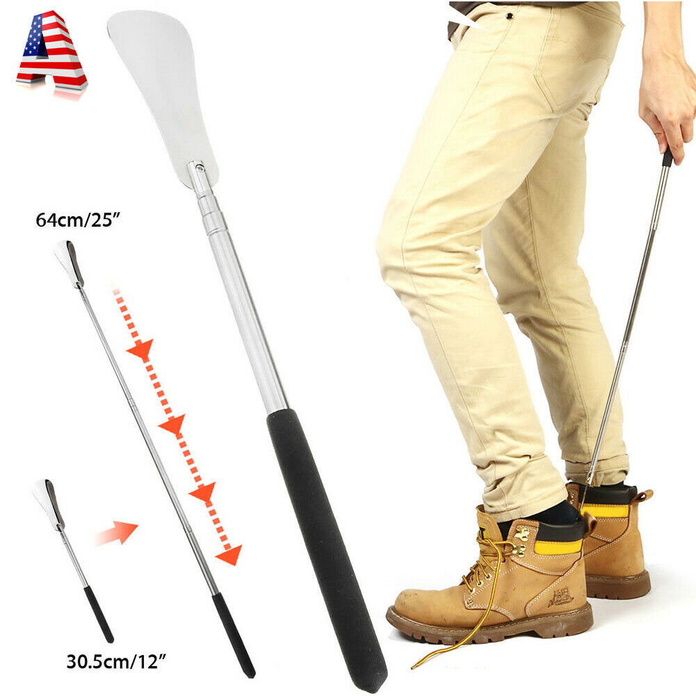 2019 New Extra Long Handle Shoe Horn Stainless Steel 25" Handled Metal Shoehorn Horns Useful Shoe Lifter Shoe Spoon Home Tools