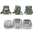 Military Canteen Cookware Set Camping Canteen Mess Kit Stainless Steel Canteen with Mess Tin Lid Stove Spoon Fork Tableware
