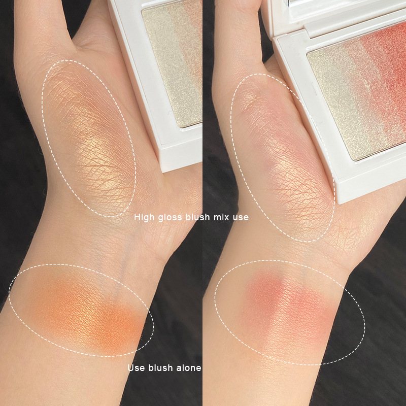 1PCS Blush Repair Volume Pearlescent Micro-flash Clear And Gradually Dyed Brighten Blush Highlighter Face Shadow Plate TSLM1