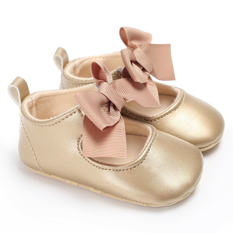 Newborn Toddler Baby Crib Shoes Princess Bow Children Kids Girl Dress Shoes Flats Wedding Party 0-24M