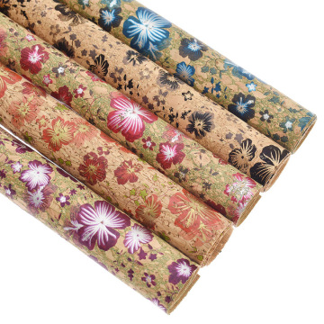 1 Yard Floral Printed Real Cork Quilting Fabric For Garment Bags Decoration DIY Sewing Craft Accessories Materials