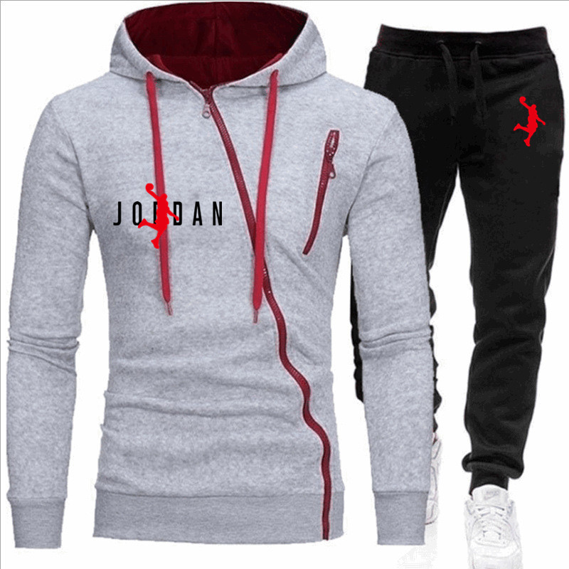 Winter hot-selling high-end brand men's sportswear polar fleece hoodie men's suit fashion casual hip-hop clothes 2-piece set