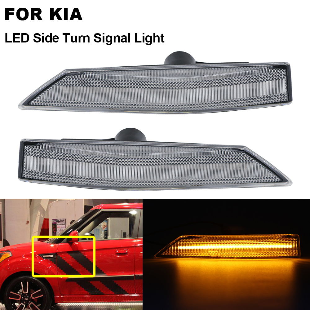 2PCS Clear Amber LED Turn Signal Side Marker Indicator Light For KIA Soul 2009 2010 2011 2012 2013 High Fender Light