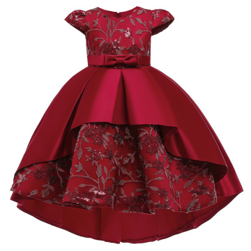 Children's Clothes 2020 Autumn New Embroidered Tail Dresses Bowknot Princess Dresses Birthday Evening Dress Girls Tuxedo Dresses