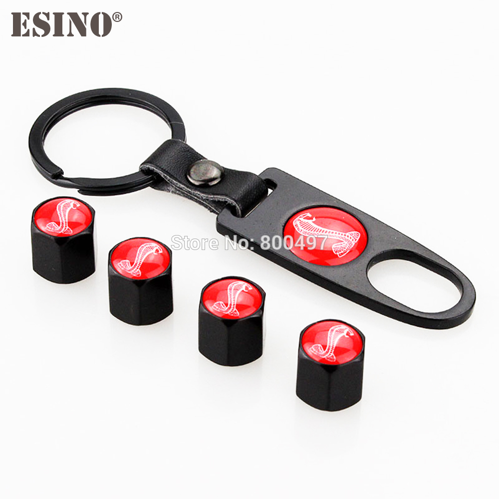 4 x Car Styling ST RS GT 5.0 Stainless Steel Zinc Alloy Wheel Tire Valve Ste Caps With Mini Wrench Key Chain For Mustang Shelby