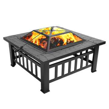 Portable Courtyard Metal Fire Bowl Pit with Accessories Black For Garden Backyard[US-Stock]