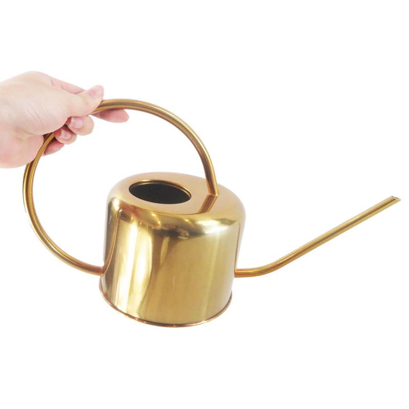 garden watering can European Gardening Watering Can Pot Stainless Steel 1300ml Household Shower Pot Gold Small Watering Flower