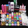 Pro Nail Acrylic Kit Powder Glitter Full Manicure Set For Nail Art Liquid Decoration Crystal Brush Tips Tools Kit For Manicure