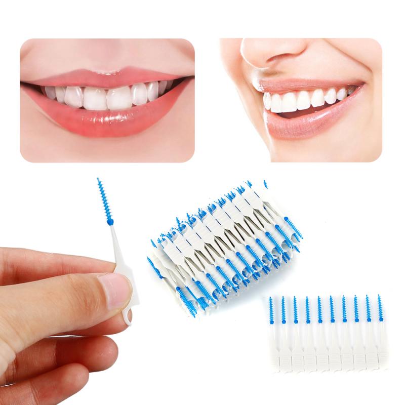 120PCS Dual Interdental Brush Tooth Flossing Head Teeth Hygiene Toothpick Tooth Pick Brush Floss Tooth Cleaning