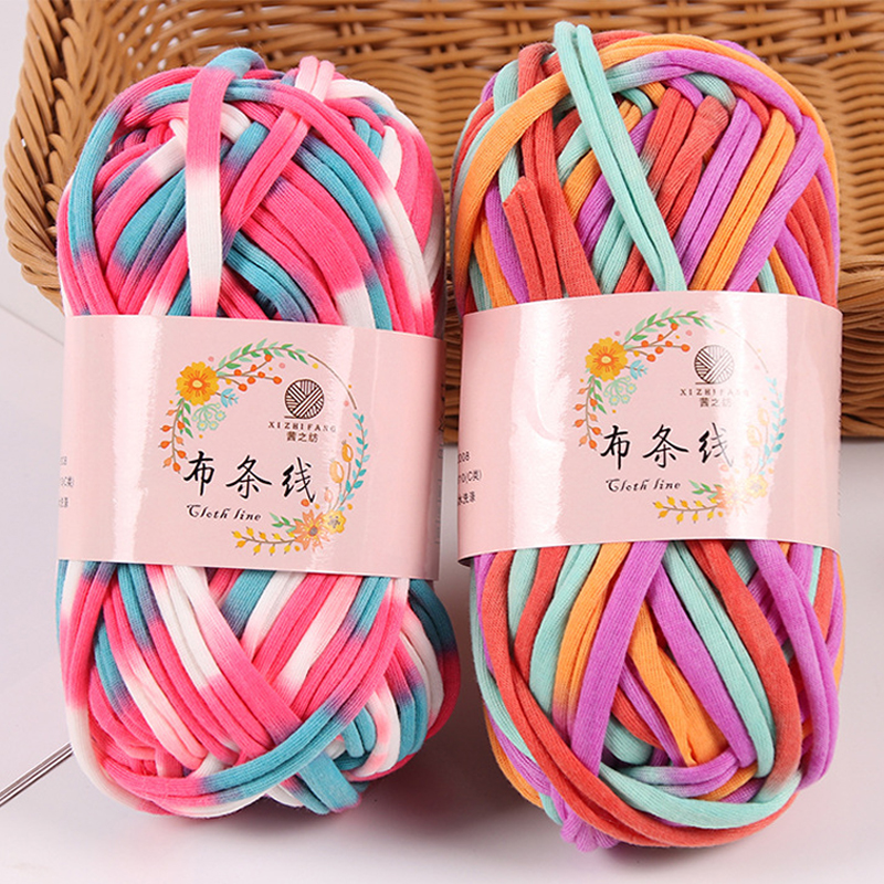 100g Home Colourful DIY Crochet Cloth Carpets Yarn Cotton Wool Knitting Paragraph hand-knitted Thick Knit Basket Blanket