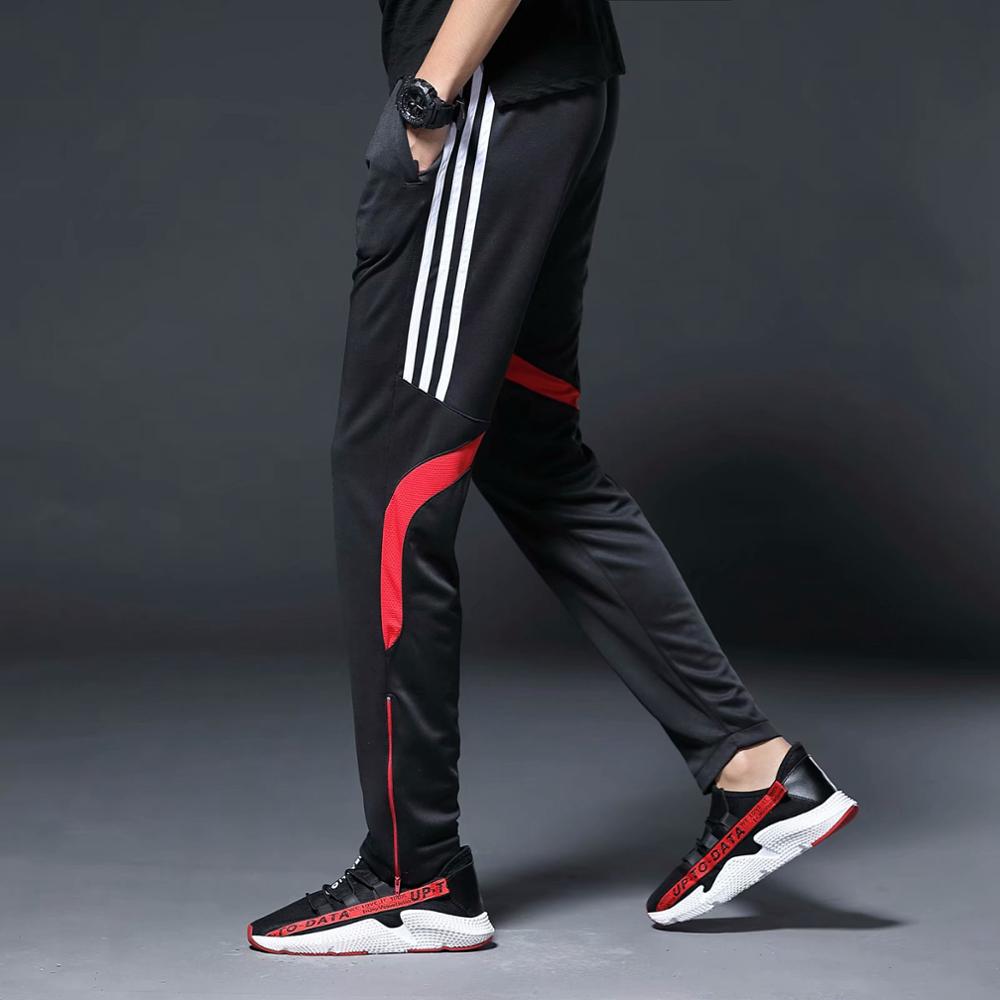 Men Sports Running Pants zipper Pockets Athletic Football Soccer Training sport Pants Elasticity Legging jogging Gym Trousers