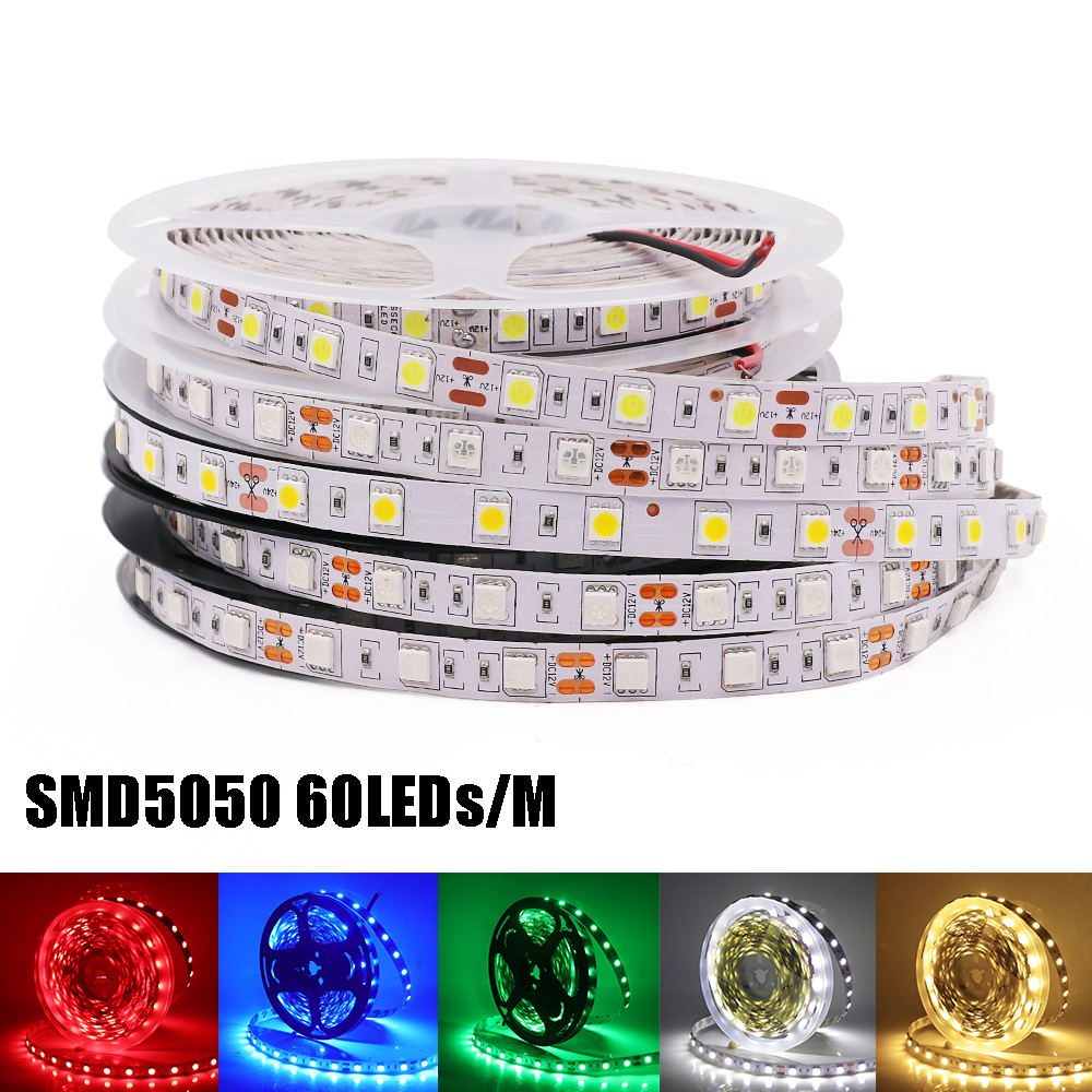 5M LED Strip 5050 5054 2835 RGB Led Light Strip 12V 60LEDs/M Flexible Led Tape Light Waterproof 300LEDs Ribbon Diode Home Decor