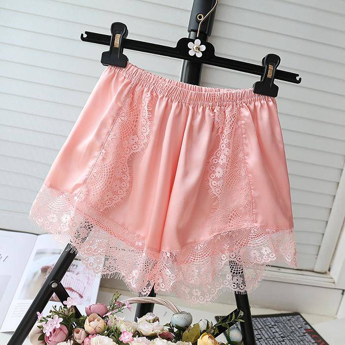 Plus Size Lounge Silk Shorts Pajama Pants Women Bottoms Sexy Sleep Shorts Satin Pants for Women Girls Lace Sleepwear Fit 40-80kg