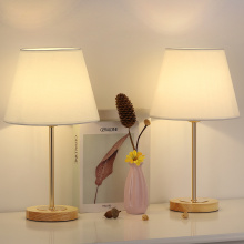 Modern Wood Lamp with Fabric Shade