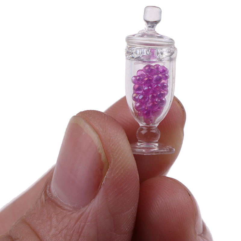 1pc 1:12 Doll House Miniature Mini Resin Candy Jar Simulation Candy Bottle Model Toy