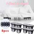 8pcs Adhesive Pulley Storage Box Casters Trash Can Self-Adhesive Furniture Caster Wheel Home Silent No Scratches Box Wheels