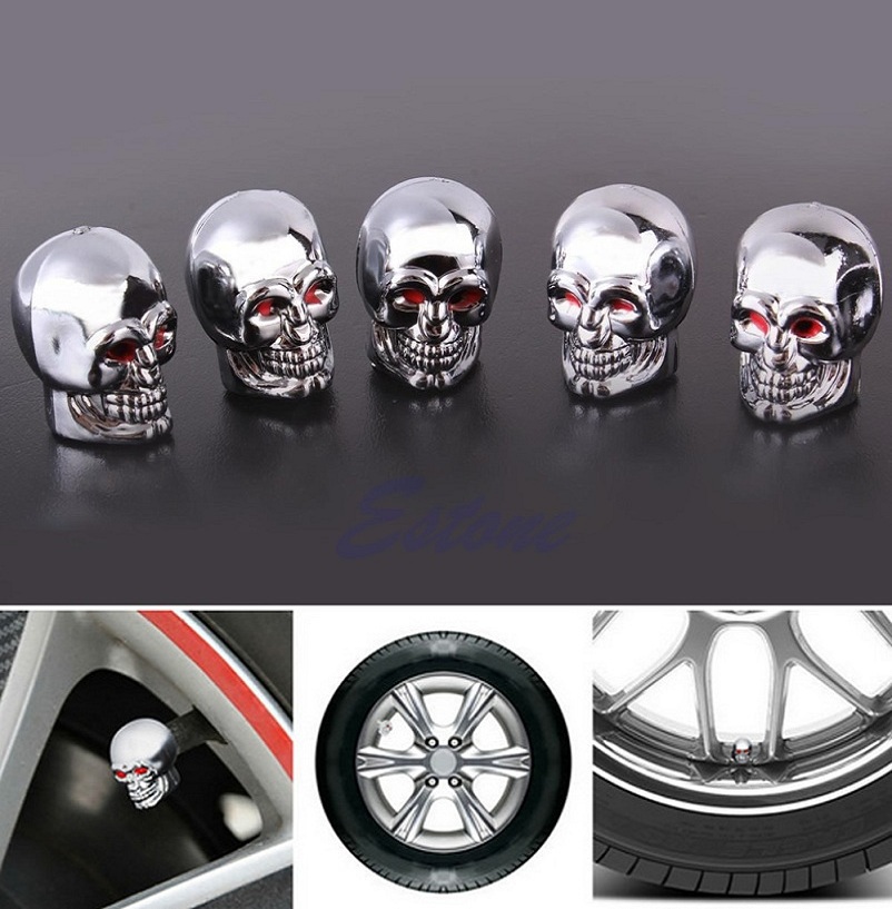 5Pc Skull Tire Tyre Wheel Car Auto Valves Caps Dust Stem Cover Motocycle Bicycle Drop Shipping U1JF