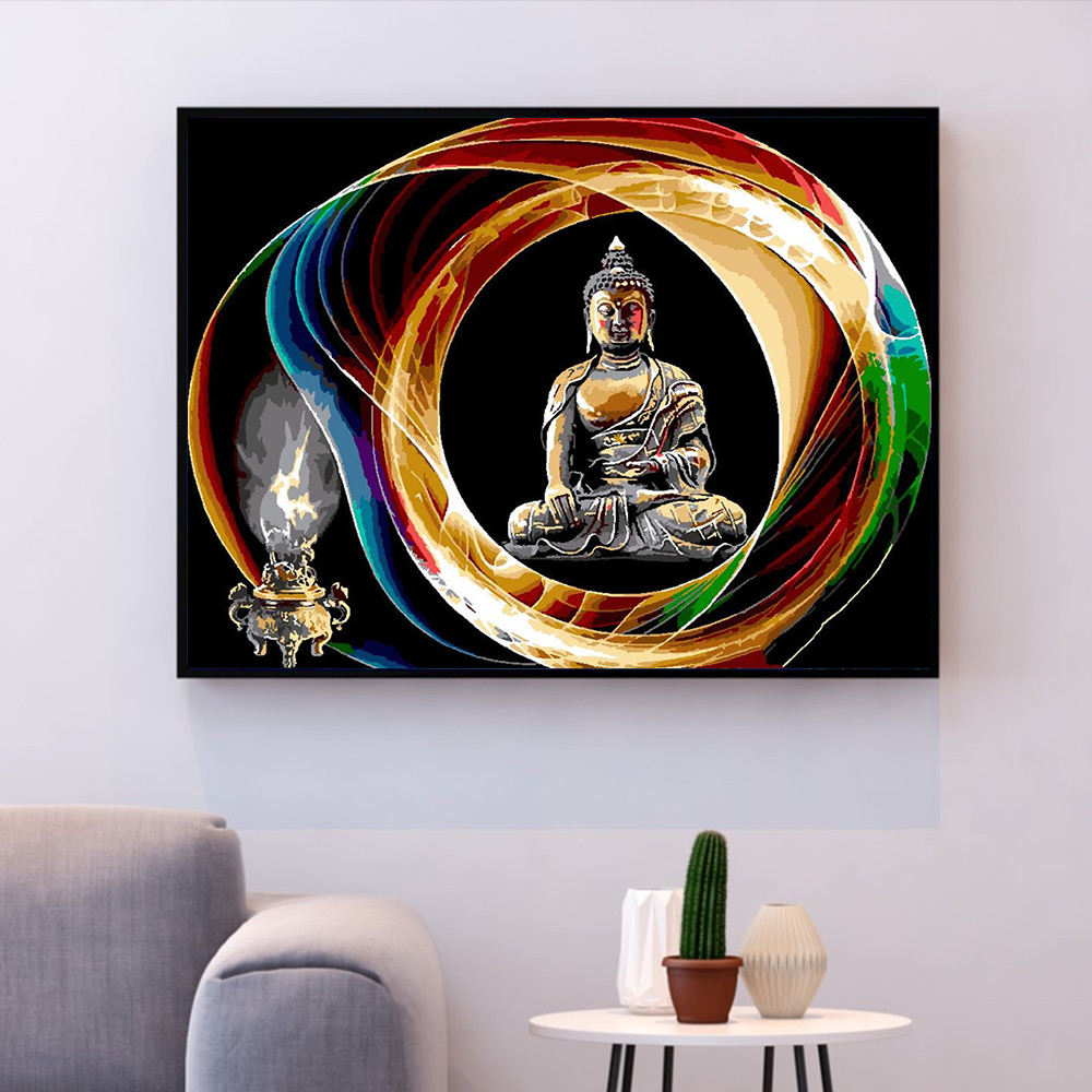 HUACAN Paint By Number Buddha Hand Painted Painting Art Gift DIY Pictures By Numbers Portrait Kits Drawing On Canvas Home Decor