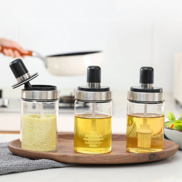 new Kitchen Glass Seasoning Bottle Salt Storage Box Spice Jar with Spoon Kitchen Supplies For Salt Sugar Pepper Powder