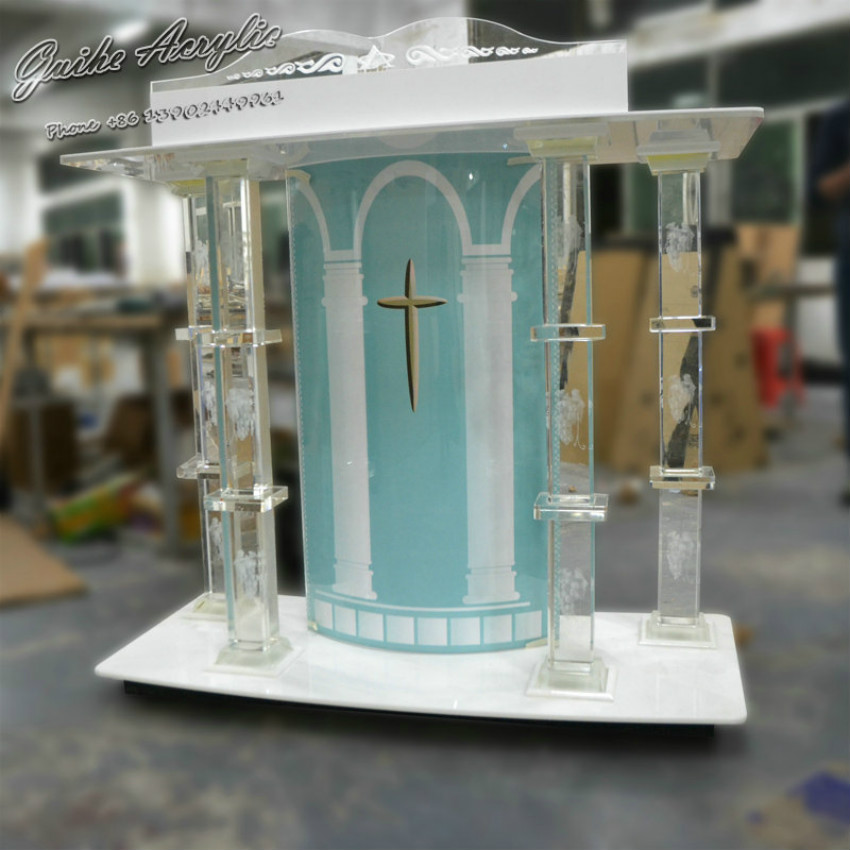 Clear Church Podium Accept Customized logo Foyer Furniture Church Furniture Crystal Column